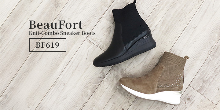 BF619 ニットコンビスニーカーブーツ