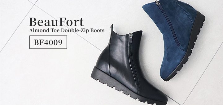 BF4009 アーモンドトウダブルジップブーツ